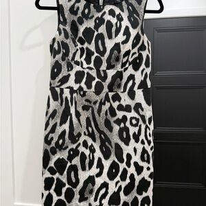 Ann Taylor Black and Gray Patterned Dress